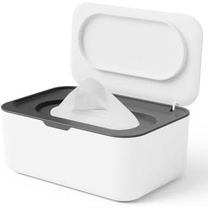 Wipes Dispenser, Wipe Holder for Baby & Adult, Seposeve Refillable Baby Wipe Container, Keeps Wipes Clean. Non-Slip, Easy Pull Wipes Pouch Case, Grey