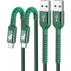 USB to USB C Cable Fast Charging 10FT USB A to USB C Charger Cord, Upgraded Extra Durable Braided USBC Cable Compatible with iPhone 17 16 15 Pro Max,Samsung Galaxy S10 S9 Plus More-Green 2 Pack