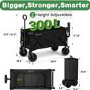 BEAU JARDIN Folding Push & Pull Beach Wagon 500 lbs Collapsible Foldable Wagons with Push Handle All Terrain Wheels Grocery Utility Camping Skiing Ice Fishing Sports Garden Wagon Cart Black