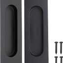 CozyTower 4.72 Inch Matte Black Recessed Flush Finger Pulls for Closet Door Kitchen Cabinet, Small Sliding Cupboard Door Handle, Stainless Steel Rectangular Hardware (2 Pack)