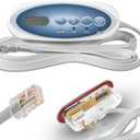 Bzumperyz 53238 Mini Oval Topside Control Panel Compatible with Balboa Heat Jacket System, 4 Buttons, 7-feet Cord with Phone Jack Connector