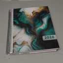 DELUXE 2026 Planner, 8.5"x11": 14 Months (November 2025 - December 2026), Includes Page Tabs, Bookmark, Planning Stickers, Pocket Folder Daily Weekly Monthly Planner Yearly Agenda (Teal Gold Marble)