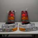 Headlights + Tail lights Assembly OE -Style Compatible with 1999 2000 2001 2002 Chevy Silverado 1500 2500, Headlamp with Bumper Lights Rear Tail lights