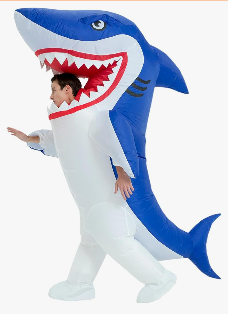 One Casa Inflatable Costume Adult,Blow Up Party Costumes,Inflatable Shark Costume,Halloween Costumes for Men Women 72inch