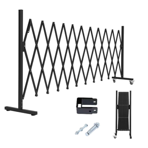 Metal Expandable Barrier Fence for Dogs, Portable Barricade Gate with Casters, Foldable Pet Gate Indoor Outdoor for Rooms, Stairs, Driveway, Garage, Yard, Doorways, 11 Feet, Black