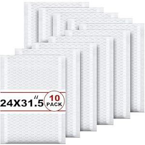 Thenshop 10 Pcs Extra Large Bubble Mailers 31.5 x 23.6 Inch Resealable Padded Envelopes Waterproof Shipping Packages Opaque Poly Packaging Envelope Mailers Cushioned Bags for Mailing Packaging, White