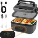 Cordless Electric Lunch Box for Adults, 21000mAh Rechargeable Self Heating Lunch Box 1.2L Portable Food Warmer with Scheduled Heating & Adjustable Heating for Office Car Travel Camping Outdoor