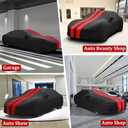 WinPower Indoor Car Cover, Stretch Dustproof Protection Fit 192-203 Inch Sedan Full Car Cover for Underground Garage Car Show, Black and Red