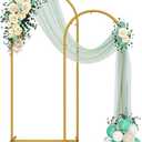 Metal Arch Backdrop Stand 2 Set (6FT/5FT), Gold Wedding Arch Frame, Balloon Arch Stand for Wedding, Baby Shower, Birthday, Ceremony, Party Decor