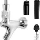 Beer Faucet Beer Tap for Kegs Kegerator Draft Beer Tower, Classic & Standard American Keg Beer Faucet with Kegerator Tap Plug (Stainless Steel Core & Brass Body) (Chrome)