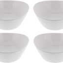Over and Back 4-Piece What a Dish Porcelain Serving Bowls Set w/ Diamond Pattern Design  Microwave, Dishwasher & Oven Safe  Decorative Pieces Great for Appetizers, Sides or Dinner Portions, White