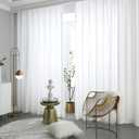 White Pinch Pleated Window Sheer Curtains 100 Inches Long 2 Panels, Luxury Velvet Soft Touch Opaque Privacy, Gently Filter Light But Not-See-Through Window Sheer Panels Drapes,42"W x 100"L x2