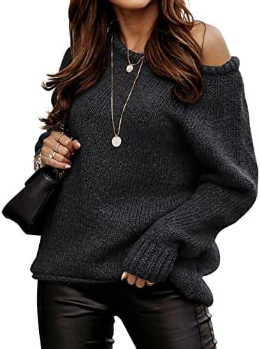 BTFBM Women Casual Long Sleeve Fall Sweaters Crew Neck Solid Color Soft Ribbed Knitted Oversized Pullover Loose Fit Jumper L