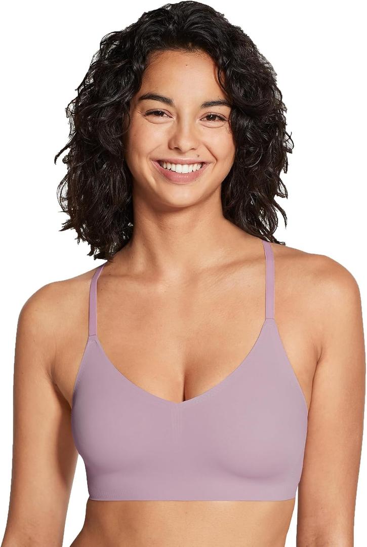 True & Co Womens Lace Racerback Adjustable Strap Bralette (Pink, S)