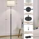 60" Modern Floor Lamp for Living Room Bedroom, Standing Lamp with Oatmeal Linen Lampshade, Tall Lamp with A19 9W 3 Color Temperature Bulb, Foot Switch Control, Black