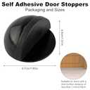 2pcs Floor Door Stopper, No-Drill Adhesive Door Stopper for Bottom of Door Stainless Steel Half Dome Rubber Bumper Doorstop Wall Protector for Living Room, Bedroom, Bathroom, Office (Black)