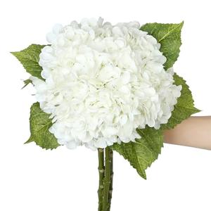 SITUMEIZI White Hydrangea Artificial Flowers White Flowers Artificial Hydrangea 12  Inch Latex Fake Hydrangeas 2Pc