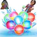 8 Pack Magnetic Reusable Water Balloons, Fast Self-Sealing for Kids Adults Latex-Free Silicone Quick Easy Auto Fill Bomb Ball, Refillable Pool Beach Outdoor Activities Games Toy Summer Fun Splash