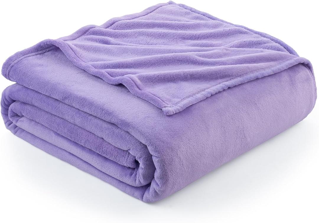 Hansleep Fleece Lilac Twin Blanket, Super Soft Flannel Fuzzy Plush Cozy Blanket for All Seasons, Lilac, Twin 60x80 Inches
