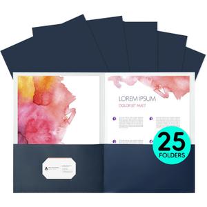 2 x Two Pocket Folders,25 Pack Blue Folders with Pockets Fit Letter Size Paper,Thick Paper File Folder for School Office Business Home,Assorted 6 Colors