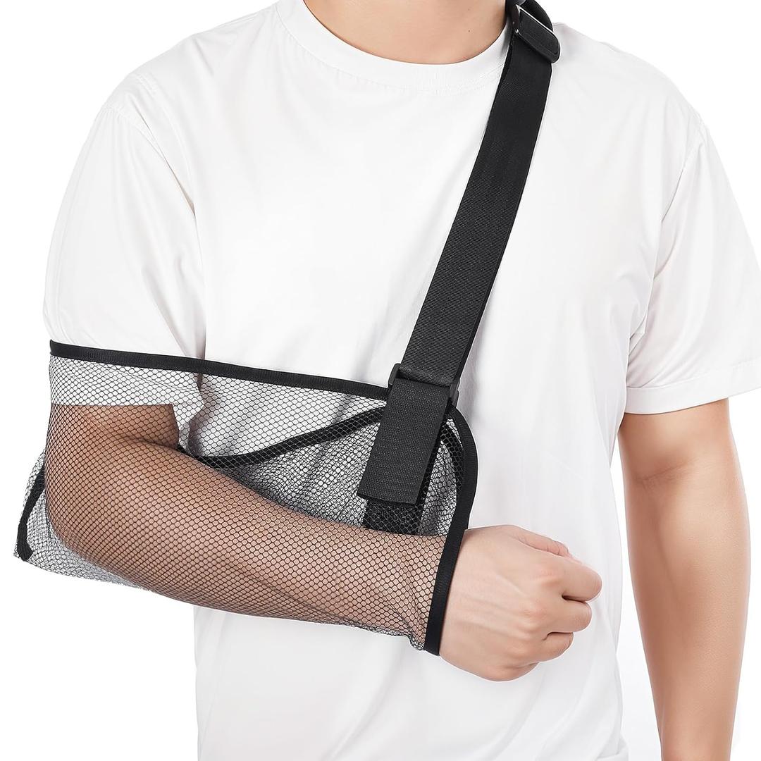 Mesh Arm Sling for Shoulder Injury, Adjustable Breathable Shower Immobilizer for Left Right Arm, Men Women's Elbow Wrist Support