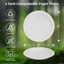 ECOLipak 6 Inch Disposable Compostable Small Paper Plates, 200 Pack Recycled Sugarcane Bagasse Biodegradable Heavy Duty Mini Dinner Appetizer Cake Dessert Plates for Party(White)