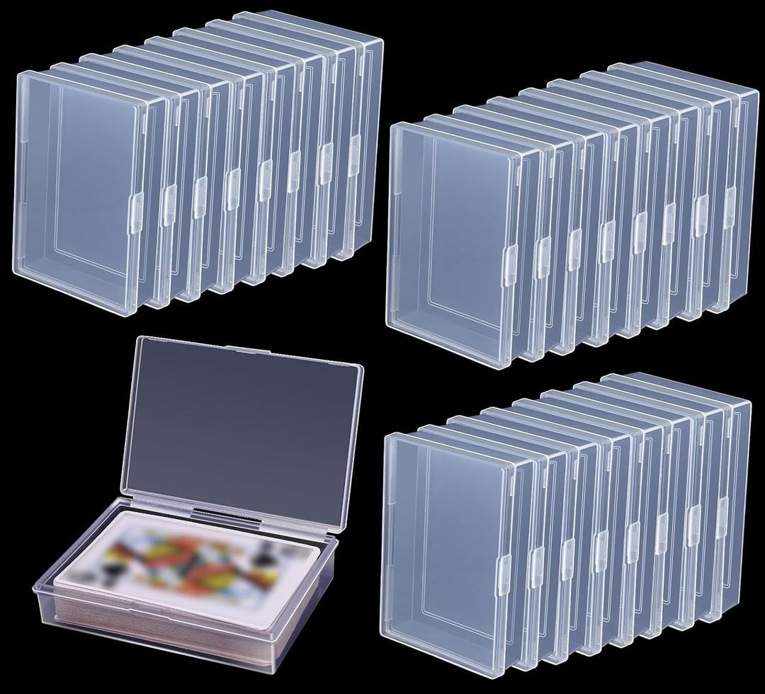 24 Pack Playing Card Case Holder, Clear Plastic Card Deck Boxes, Snaps Closed