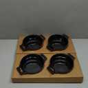 vicrays Ceramic Soup Bowls with Handles, 24 Oz Porcelain Soup Crocks for French Onion Soup, Cereal, Beef Stew, Chill, Pasta, Pot Pies, Microwave and Oven Safe, Set of 4 (Black)