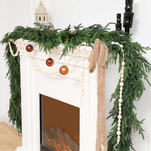 Jutom 12 Feet Christmas Deluxe Norfolk Pine Garlands Realistic Norfolk Pine Faux Greenery Garlands for Holiday Mantle Table Indoor Outdoor Wedding Christmas Decor, 1 Pc.