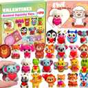 24Pcs Valentines Animal Squishy Toys, Valentines Day Gifts with Cards, Kids Party Favors, Galentines School Gift Exchange, Classroom Prizes, Candy Bag Stuffers