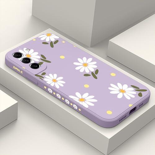 LEECG for Samsung Galaxy S21 FE Case, Floral Creative Sides Fashionablee Designs Soft Silicone Slim Phone Cover for Samsung S21 FE, Daisy Purple