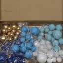 Bouiexye 75 Pieces Cake Balls Topper Decorations Foam Cupcake Topper Mini Balloon Cake Topper Balls Cake Picks for Cake Deco Birthday Party Wedding (Blue Gold White Series）