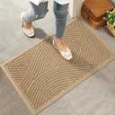 HIYARD Sturdy Front Door Mat, Absorbent Muddy Dirt Resist Welcome Door Mats Outdoor Indoor, Stain and Fade Resistant, Non-Slip Backing Entry Mat Low Profile Doormat for Entryway, 36×24, Beige