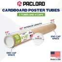 4" x 42" Made in USA Kraft Paper Mailing Tube, 2 Tubes, 4 Caps | USPS Approved Cardboard Tube for Shipping and Storing Posters, Prints, Artwork, and Documents