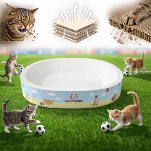 Soccer Cat Scratcher Bed, No-Mess cat Scratching pad, No shed Cat beds and Scratch pad for Cats, Plant Fiber Mess Free cat Scratch Furniture Protector, Stop Cats Eating Paper Craps