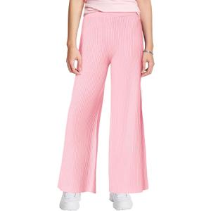 Haloumoning Girls Solid Rib Knit Wide Leg Pants Elastic Waist Flowy Casual Sweater Pants 5-14 Years (S)
