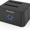 WAVLINK USB 3.0 and USB C to SATA Dual-Bay External Hard Drive Docking Station for 2.5/3.5 Inch HDD/SSD with UASP (6Gbps), Support Offline Clone/Duplicator Function [16TB X2 ]-Black