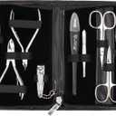 3 Swords Germany - brand quality 10 piece manicure pedicure grooming kit set for professional finger & toe nail care scissors clipper fashion leather case in gift box, Made by 3 Swords (00286) (Black)