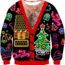 Mens Ugly Christmas Sweater Novelty 3D Graphic Long Sleeve Junior Xmas Sweatshirt Size S-3XL (L)