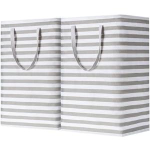 BOOMIBOO 2-Pack Large Laundry Basket,Waterproof Freestanding Laundry Hamper,Collapsible Clothes Basket with Easy Carry Handles in Laundry Room Bathroom Bedroom Dorm,Grey,75L