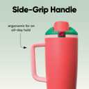 Owala FreeSip Tumbler Insulated Stainless Steel Water Bottle with Built-in Straw and Side Handle, For Travel, Work, School, and Sports, 40oz, BPA Free, Leak Proof, Strawberry Fields