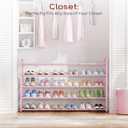 Bumusty 5-Tier Long Expandable Shoe Rack for Closet, 18"-44" Adjustable Shoe Rack for Entryway, 25-30 Pairs Large Shoe Organizer Shelf Storage, Sturdy Metal, Pink
