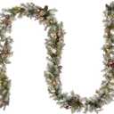 National Tree Company Artificial Christmas Garland, Green, Dunhill Fir, Decorated with Pine Cones, Berry Clusters, Frosted Branches, Christmas Collection, 9 Feet