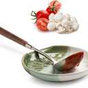 Ceramic Spoon Rest Cooking Spoon Holder for Stove Top, Modern Farmhouse Kitchen Decor for Multiple Utensil, Ladles Tongs Spatula - Gradient Green