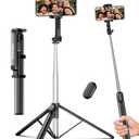 Fuloview 67” Selfie Stick Tripod for iPhone, Lightweight Travel Phone Tripod with Wireless Remote, Extendable Cell Phone Stand for Photography, Video & Live Streaming – Black