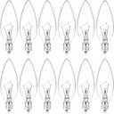 MEQIQTEK E12 Candle Light Bulbs 25W Warm White 2500K, 250Lumen - B10 Clear Candelabra Base Bulbs Dimmable Chandelier Light Bulbs for Ceiling Fan, Pendants or Outdoor (12 Pack)