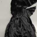 LHJ Unisex Full Length Hooded Robe Cloak Long Velvet Cape Cosplay Costume (Large, Black)