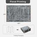 8x10 Washable Rug for Living Room, Large Vintage Indoor Area Rug Non Slip, Thin Throw Floral Floor Low Pile Carpet for Bedroom Office Nursery Dining Room Dorm Distressed Grey