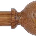 Brown Wood Grain Ball Adjustable Curtain Rods, 36-88" Heavy Duty, Farmhouse Rustic Single Window Curtain Rods, Indoor/Outdoor, Iron with Imitation Wood Grain Finish