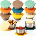 12pc Multicolor Salad Dressing Containers 1.69oz Small Salad Dressing Cups with Lids Stainless Steel Condiment Containers Reusable Sauce Containers for Kitchen Picnic Travel Meal Prep